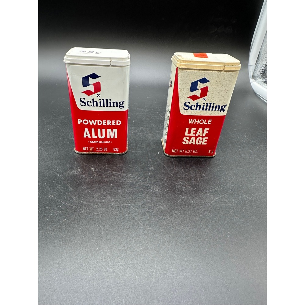 Vintage Schilling Whole Leaf Sage & Powdered Alum Tins